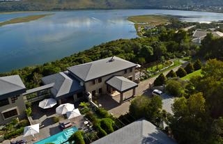 Aerial view of Kanonkop House and the Knysna Lagoon